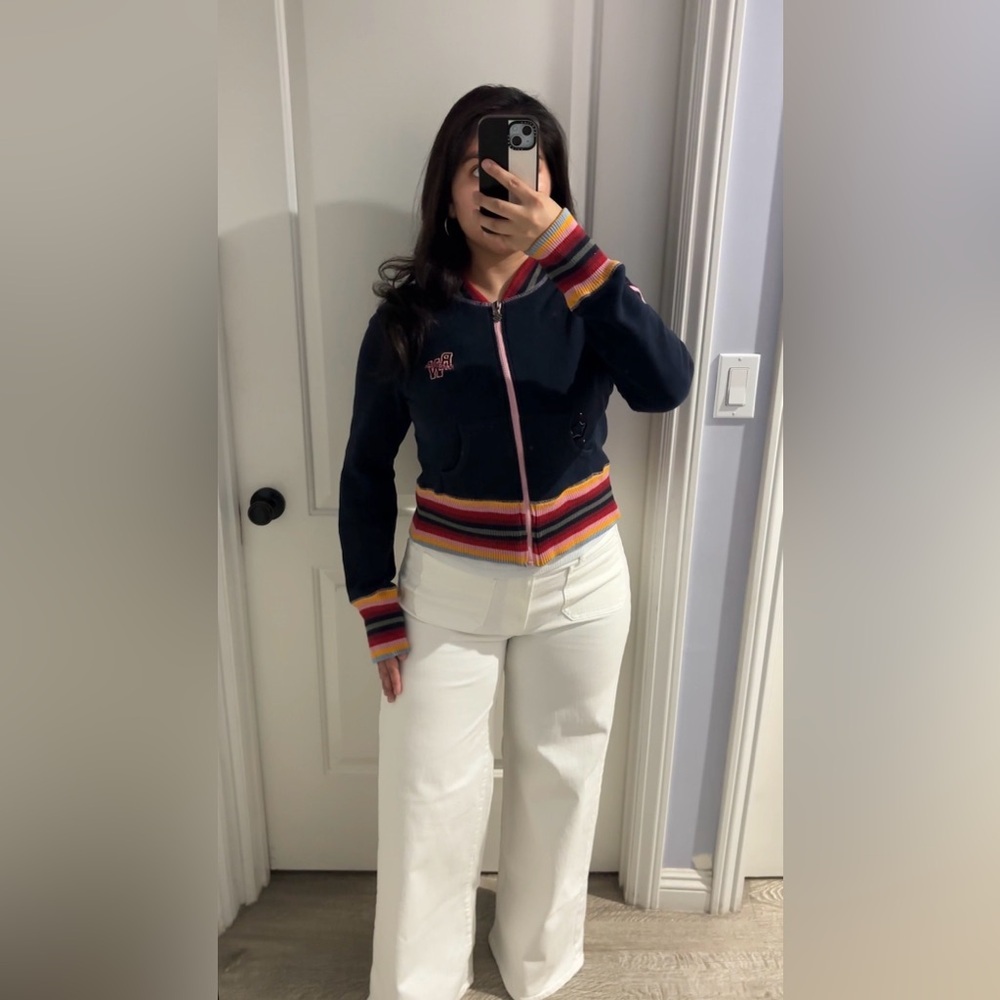 Y2K Rocawear Varsity Zip Up Jacket Navy Pink Size M - Picture 2 of 7